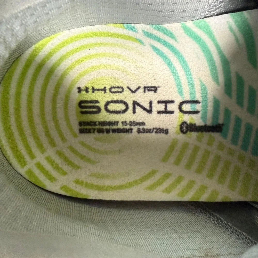 Under Armour HOVR Sonic Bluetooth running Shoe Womens Size 9.5 Grey Neon 3021588